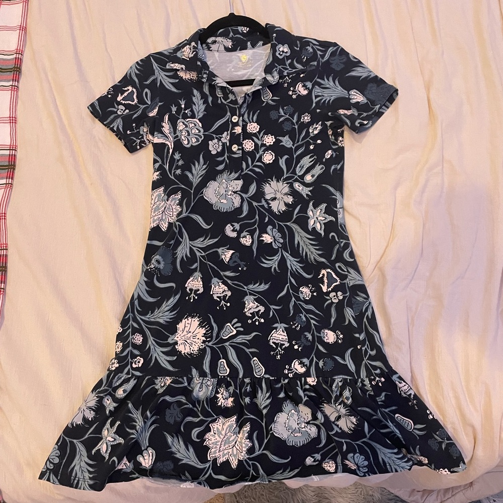 Joelle Polo Dress Hamilton Floral Block Navy